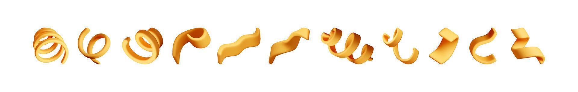 Various 3d golden orange abstract shapes vector