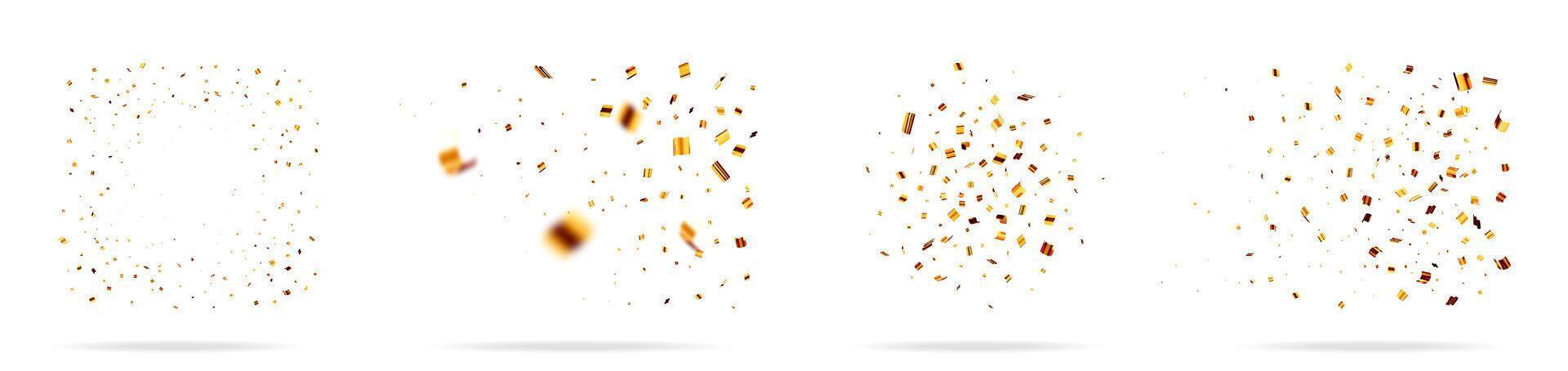 Golden particles on white background vector