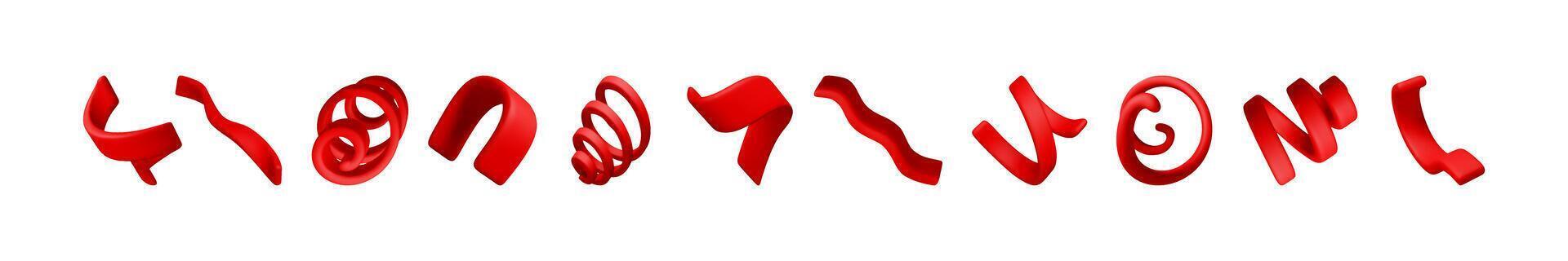 3d abstract red flowing shapes vector