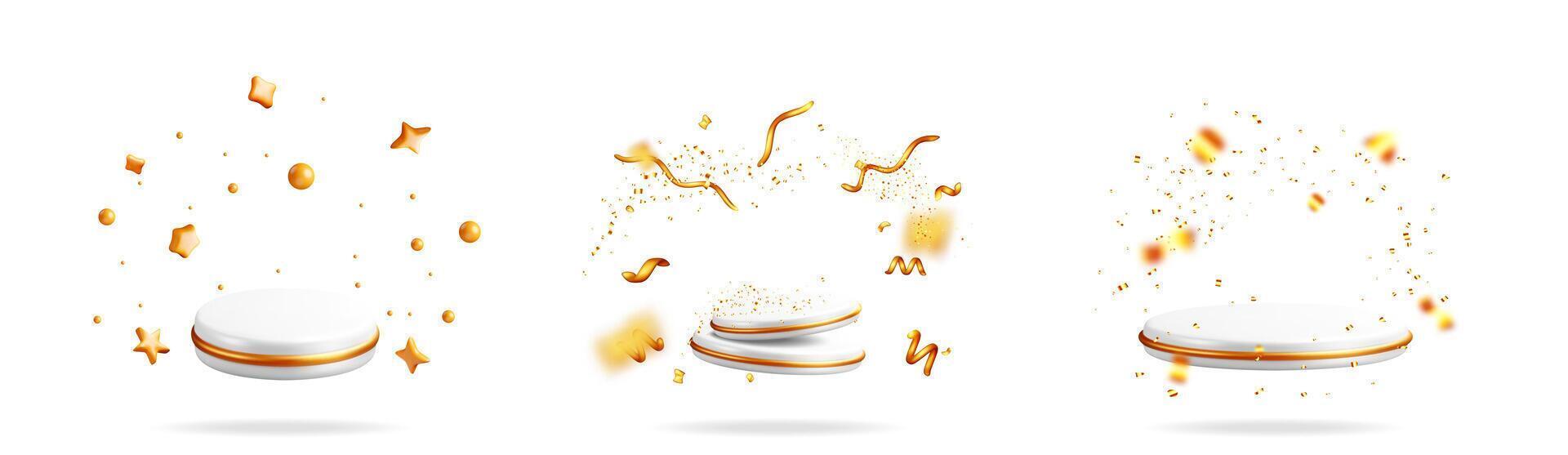 Animated golden elements on white background vector