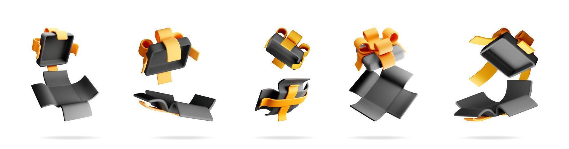 Stylish black and orange gift boxes vector