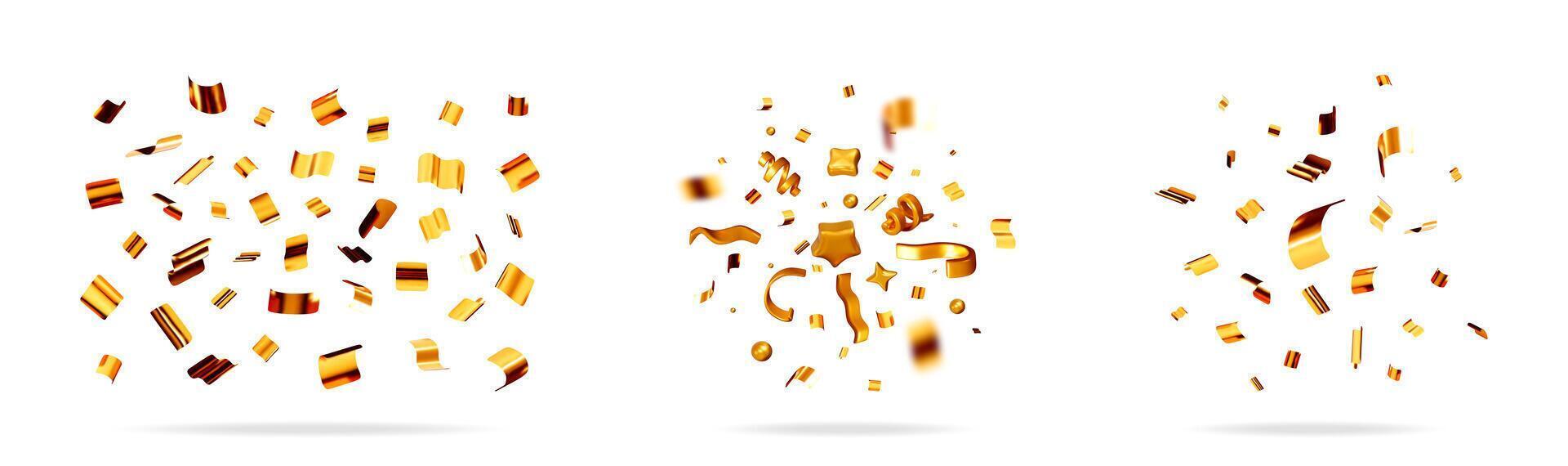 Golden confetti elements in a vibrant display vector