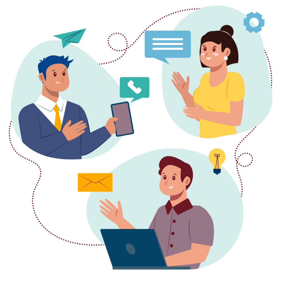 Illustration of team work communication for business development concept png