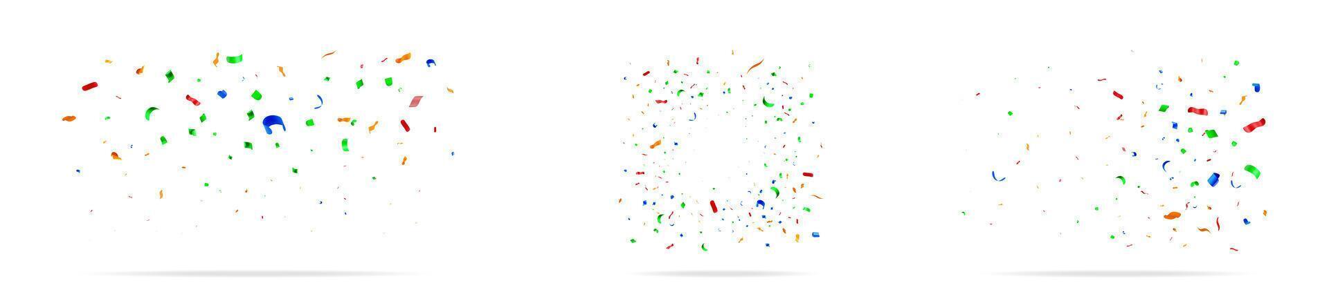Set of 3d falling curly ribbons and confetti vector