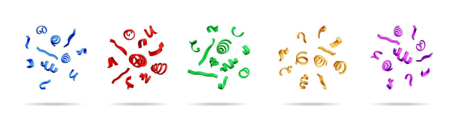 3d stock set collection of falling confetti vector