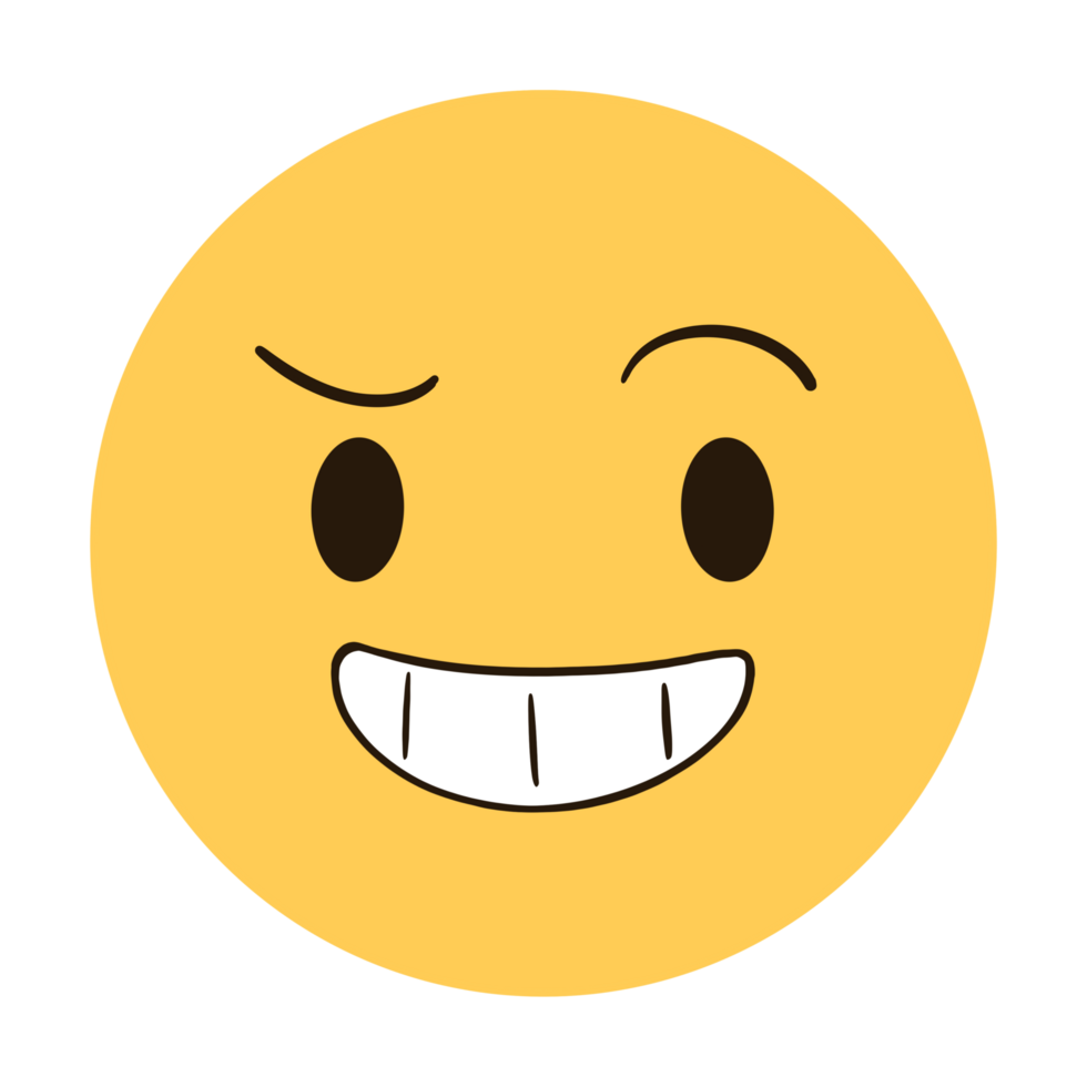 Yellow emoji with a sly face png