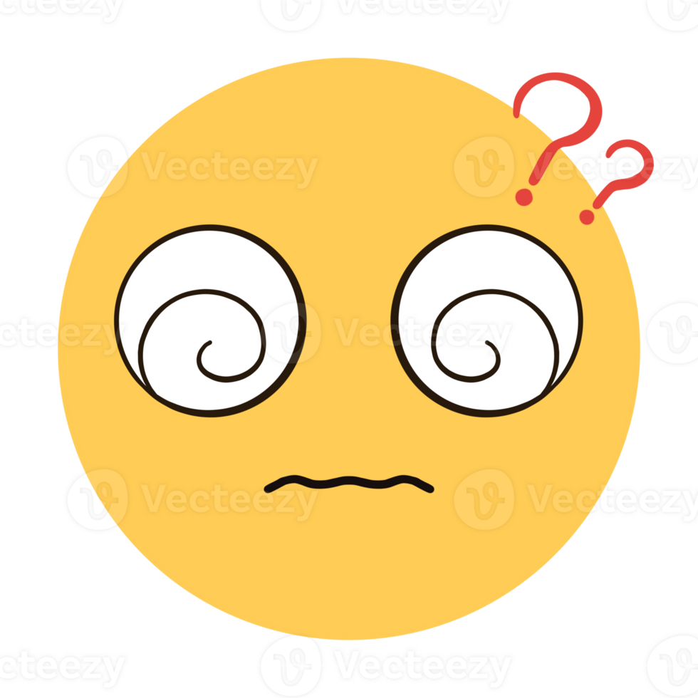 A yellow emoji with a confused face in a circle with a question icon. png