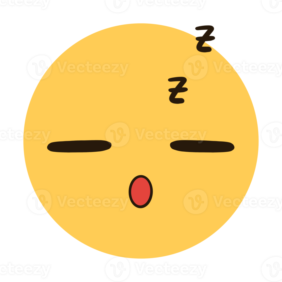 Yellow emoji with a sleepy face taking a nap png