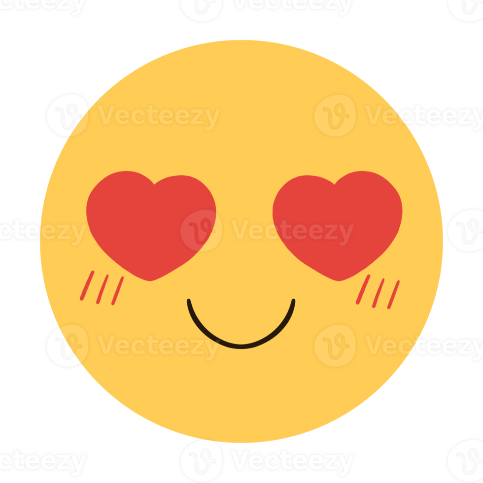 A yellow emoji with a heart and blush face. png