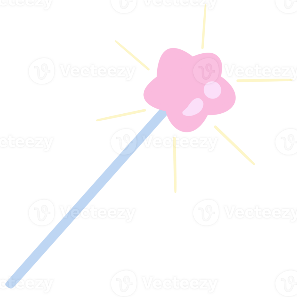 Cute pink star wand with blue stick png