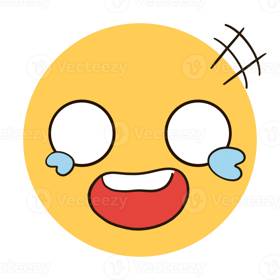 A yellow emoji with a laughing face and tears in its eyes png