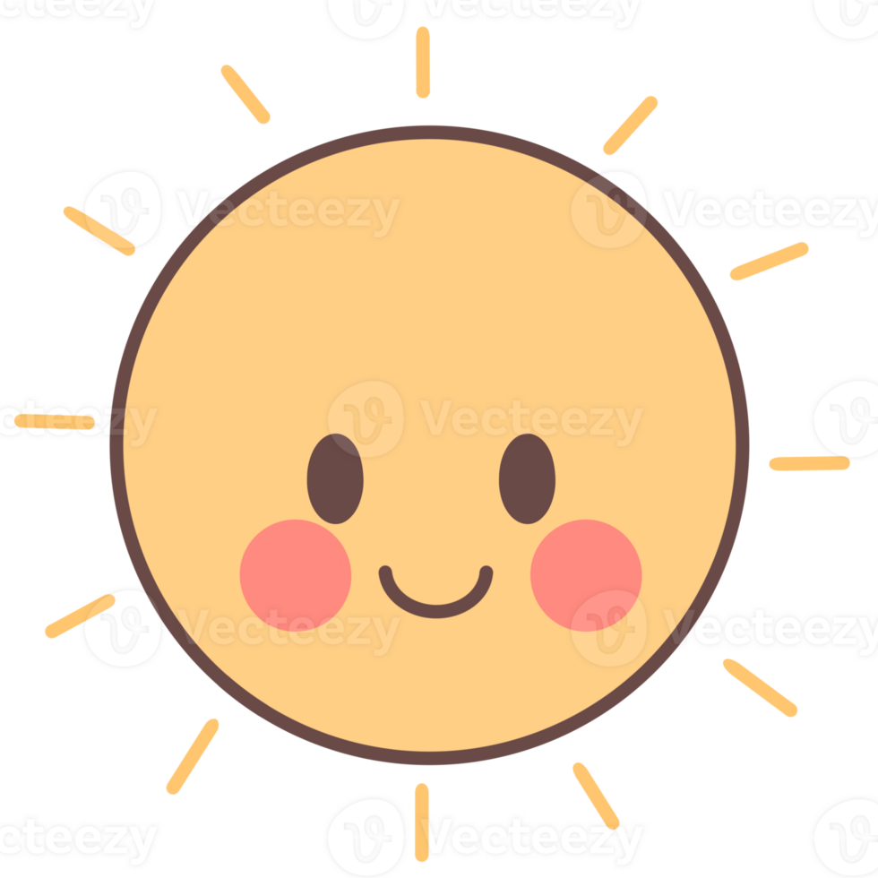 Cute smiling sun clip art on transparent background png