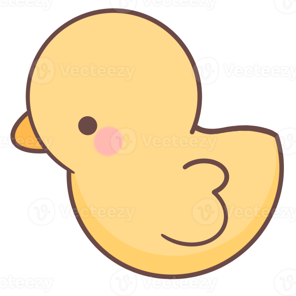 Yellow duck cartoon sideways on transparent background png