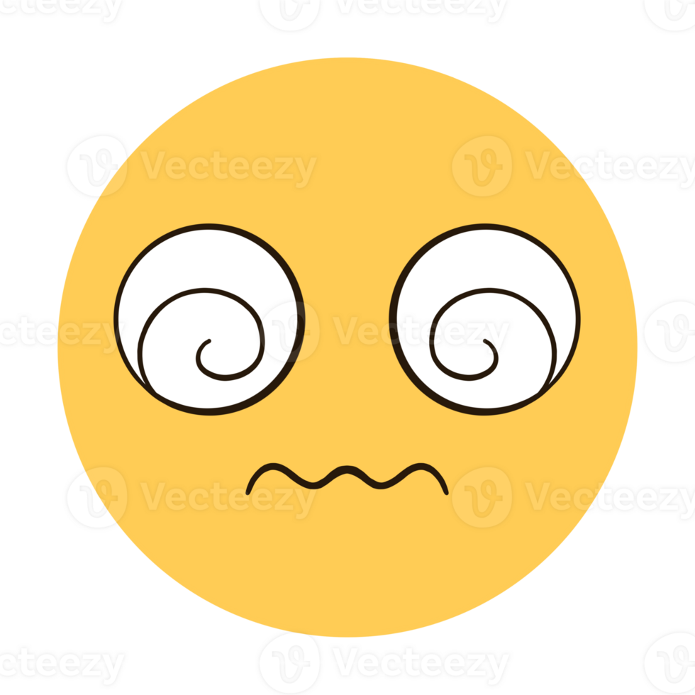 Yellow emoji with dizzy eyes in a circle png