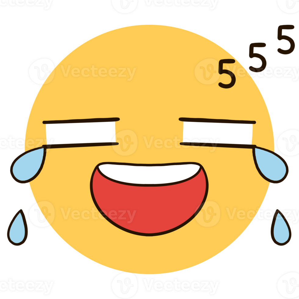 A yellow emoji with a funny face that makes you cry, along with a 555 laugh icon. png