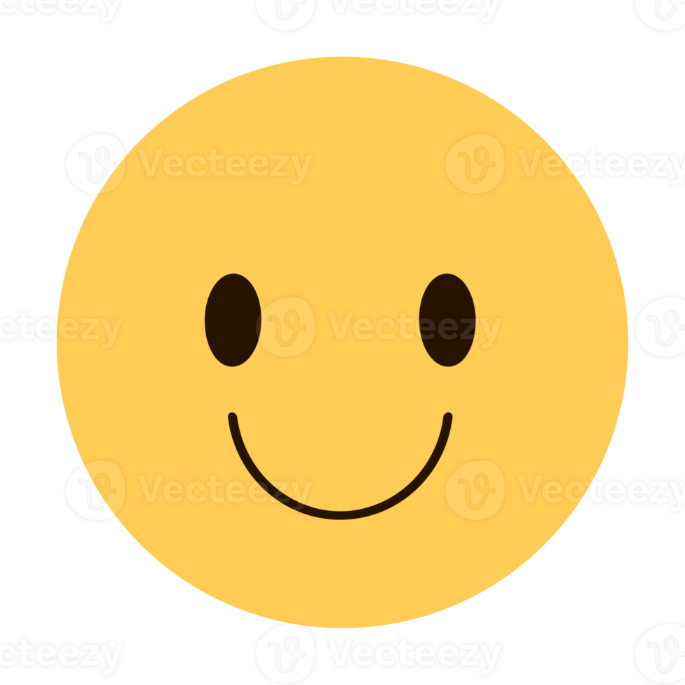 Smiling face emoji with black eyes on transparent background png