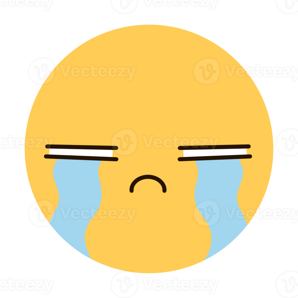 Sad crying emoji on transparent background png