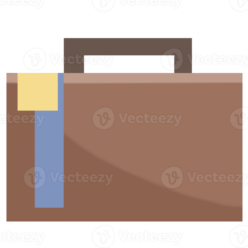 A brown briefcase with yellow and blue stripes attached. png