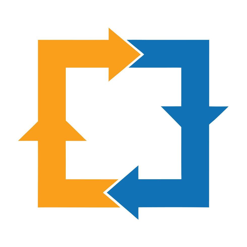 Orange and blue arrows forming a square loop vector