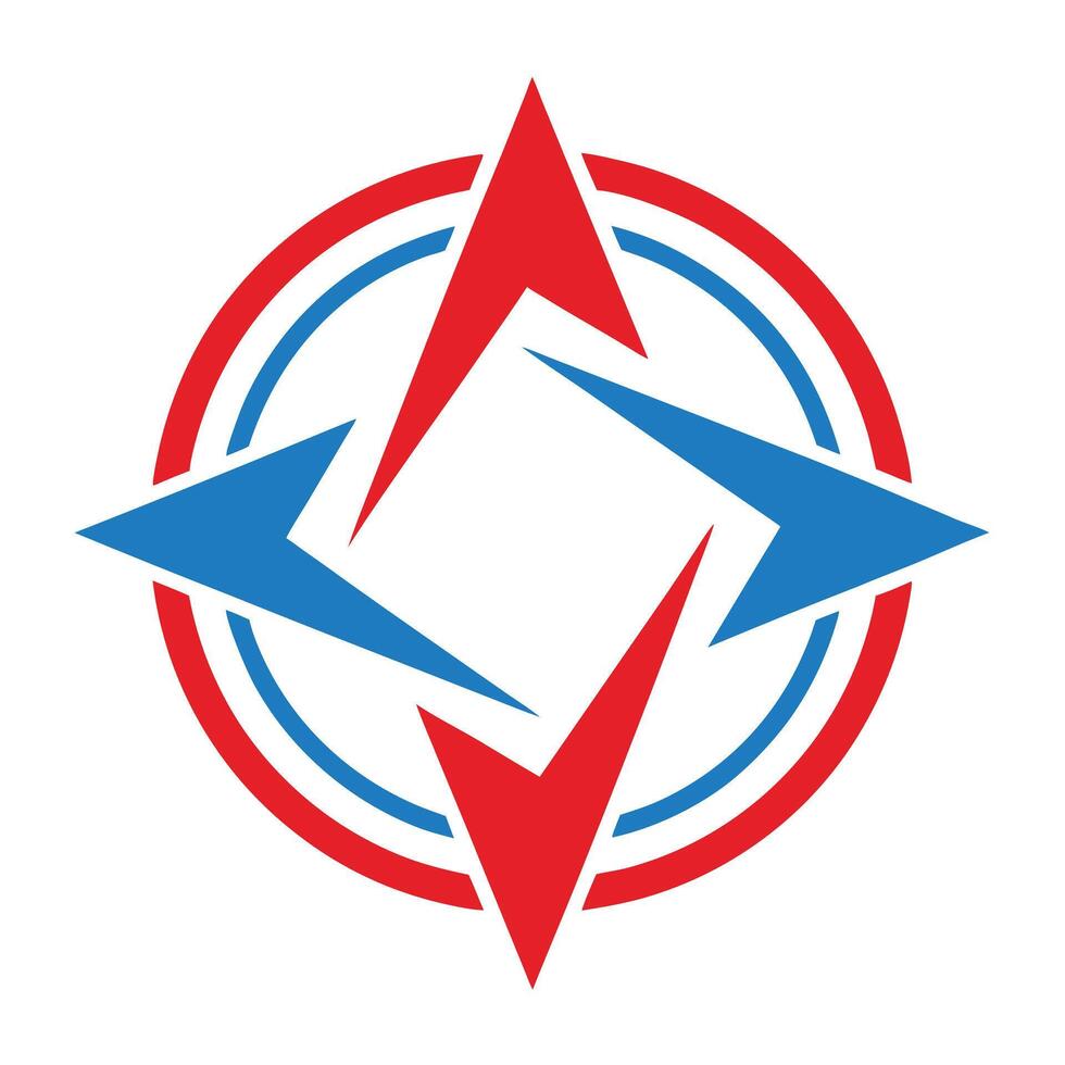 Red blue compass star symbol direction navigation vector