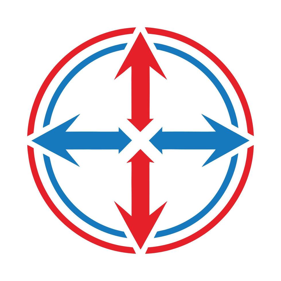 Red blue arrows circle direction movement vector