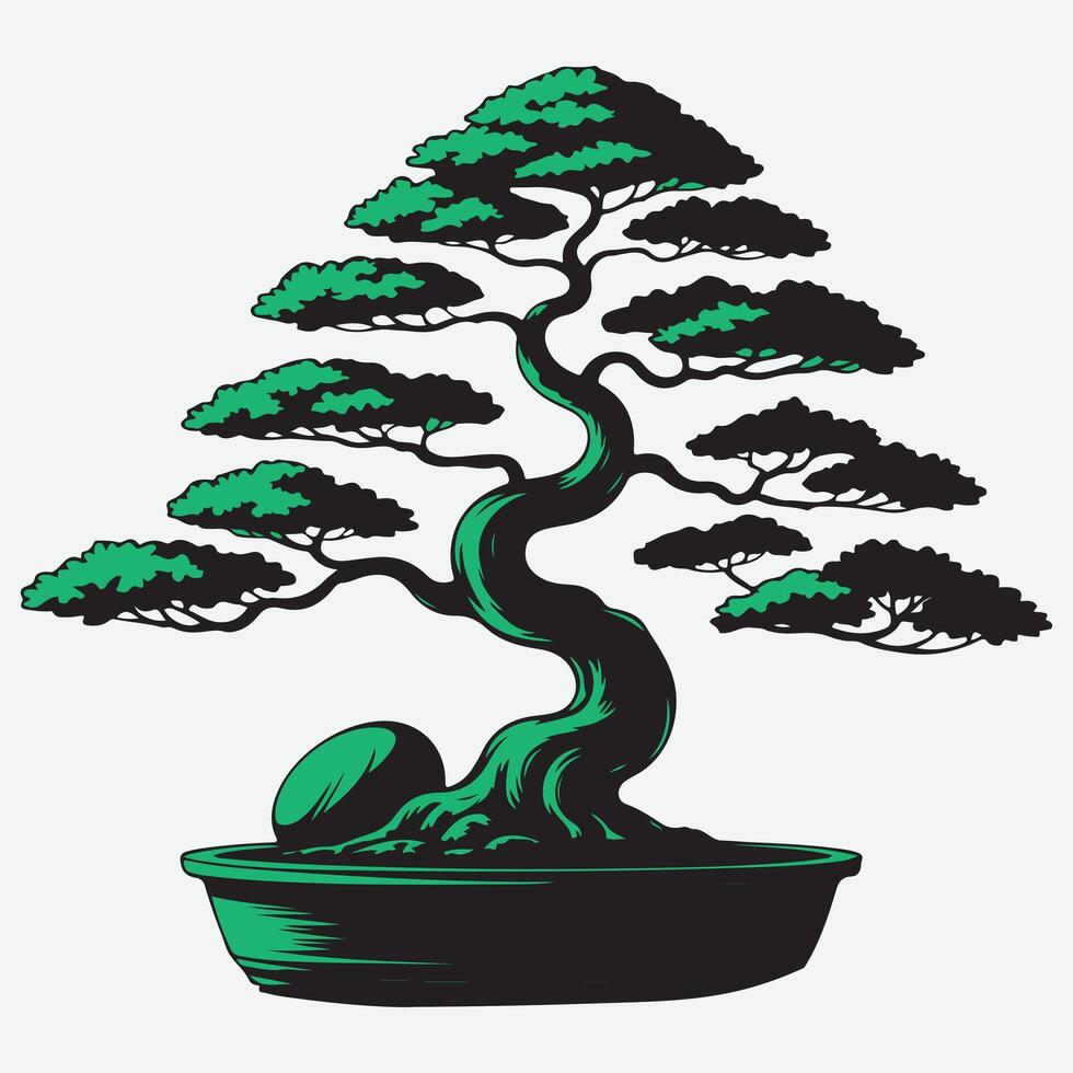 bonsai tree in a pot on a white background vector