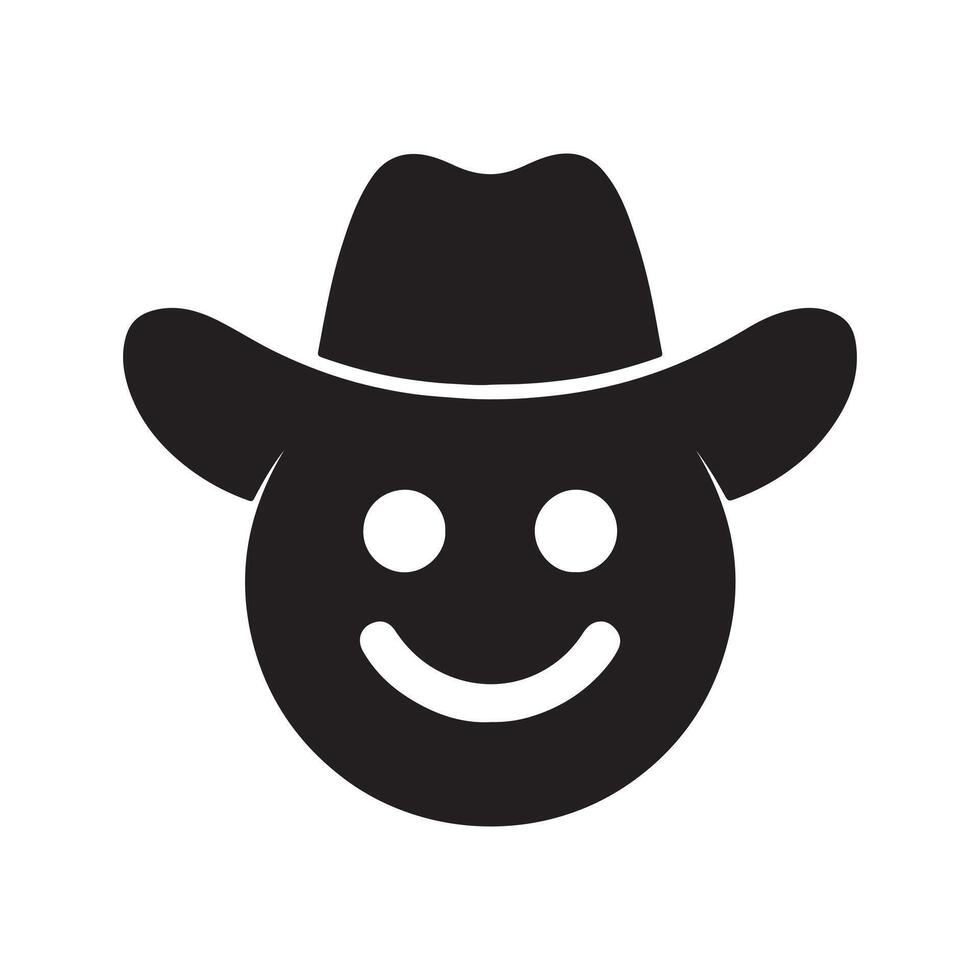 Face with cowboy hat emoji silhouette icon illustration vector