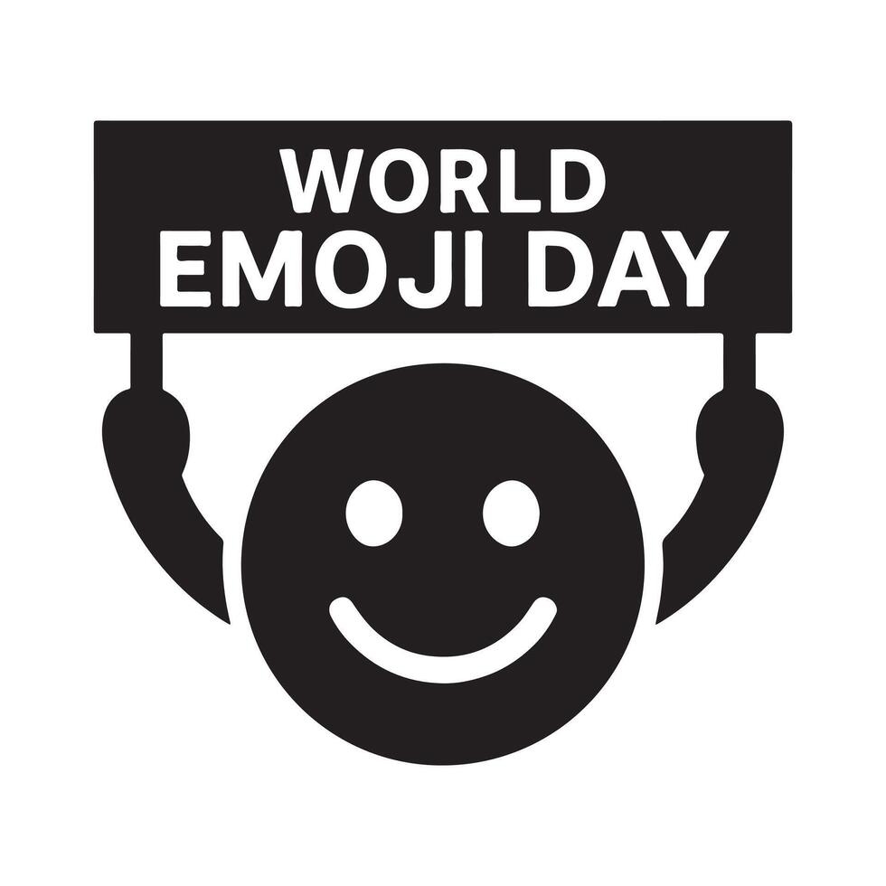 Happy Emoji Day Banner with Silhouette Icon Illustration Design vector
