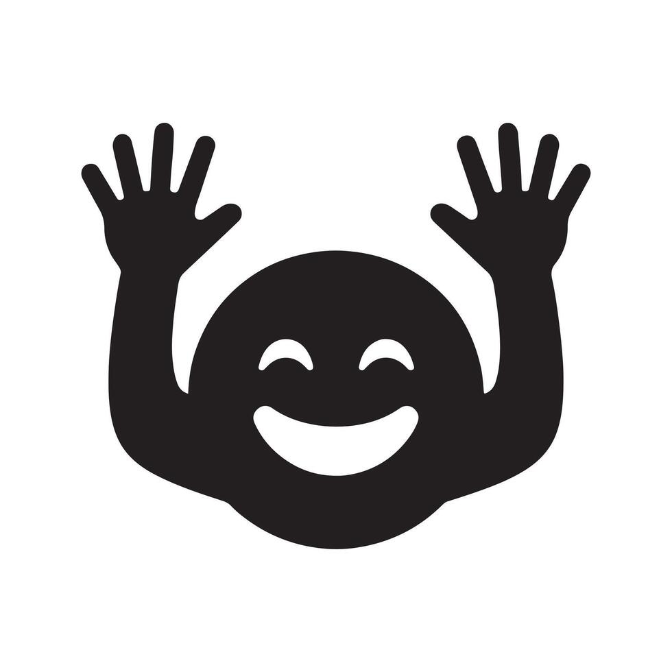 Emoji Face with Hands Silhouette Art Illustration vector