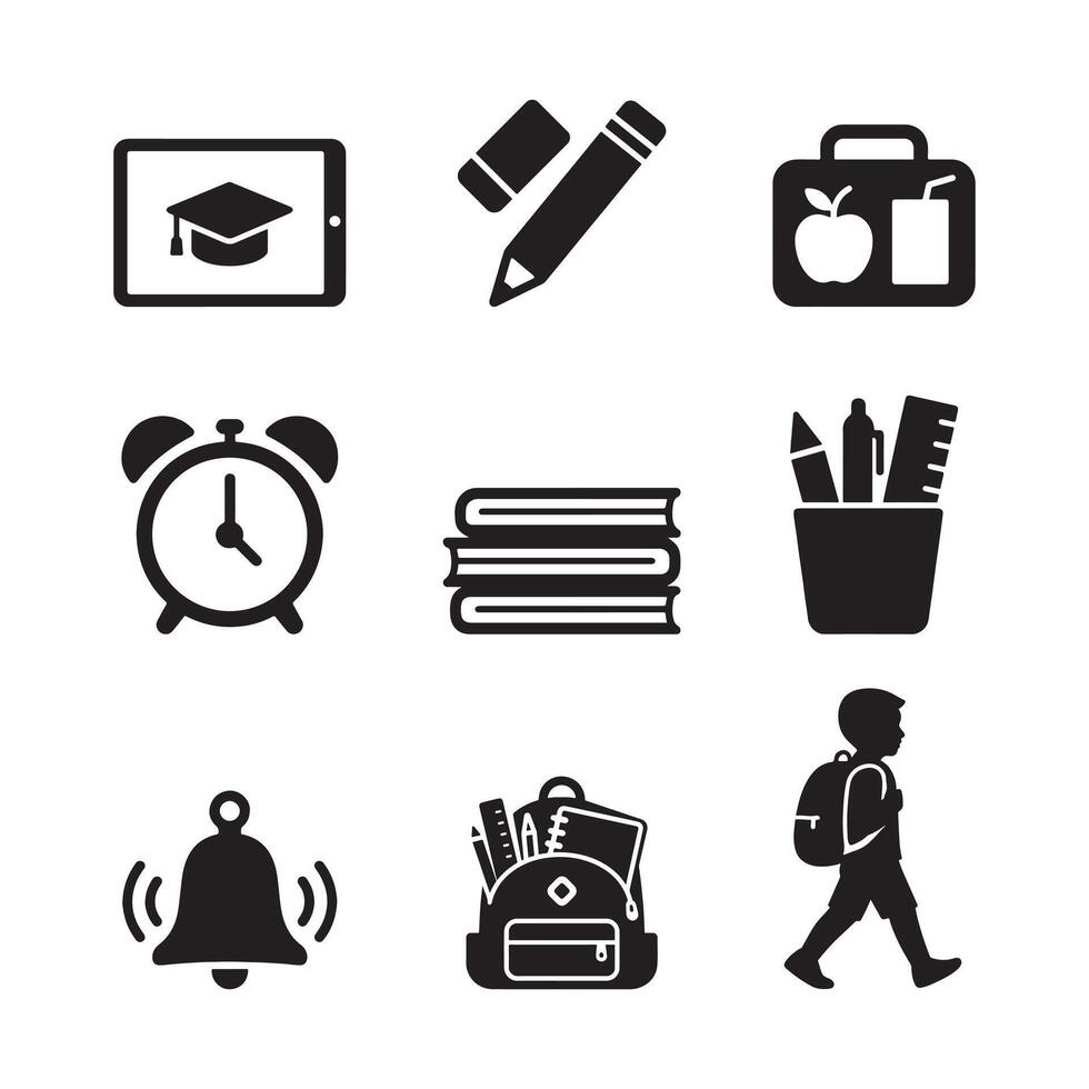 Education Related Black and white Icon Set illustration vector