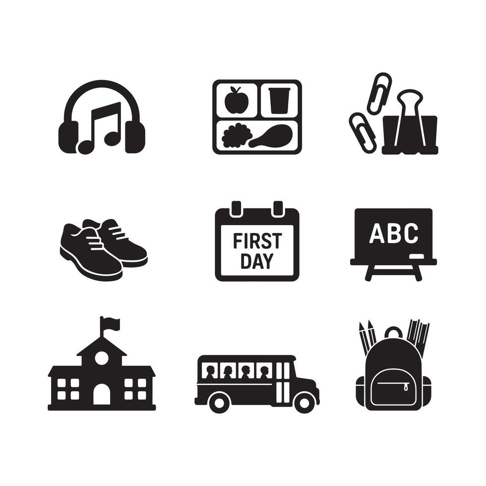School and Educational Icon set silhouette on a white background vector