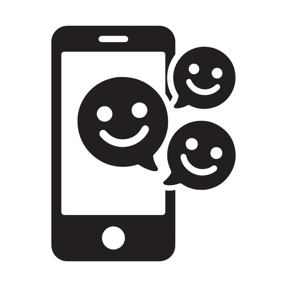 Emoji phone with faces silhouette illustration vector