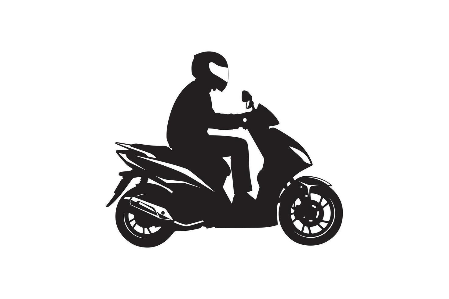 Man Riding Scooter - Scooter Rider Silhouette Art vector