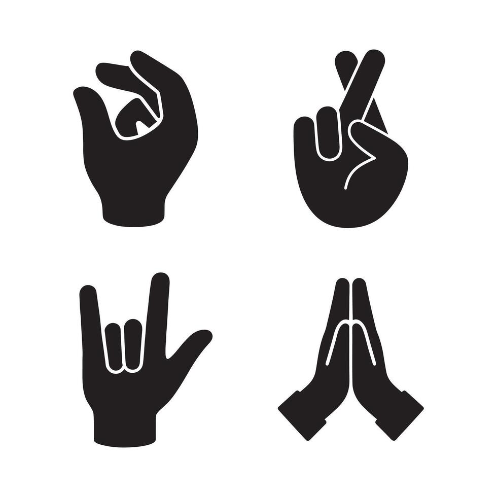 Finger Gesture Silhouette Icon Set vector