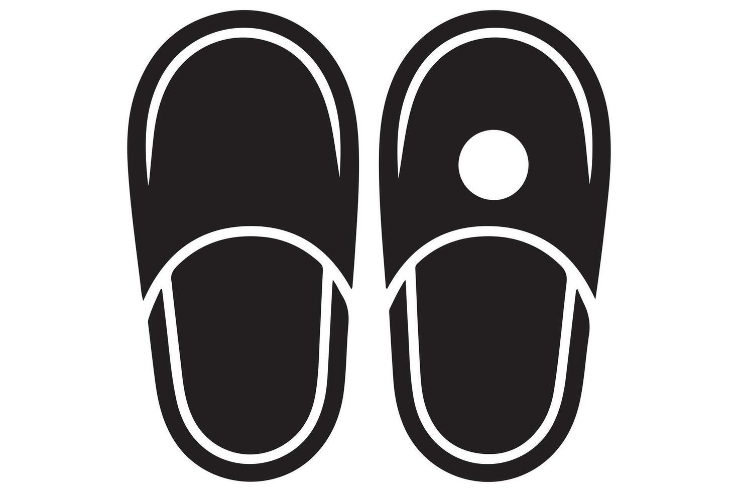 Black silhouette icon of slipper for comfortable home footwear, casual style and indoor shoe designs vector
