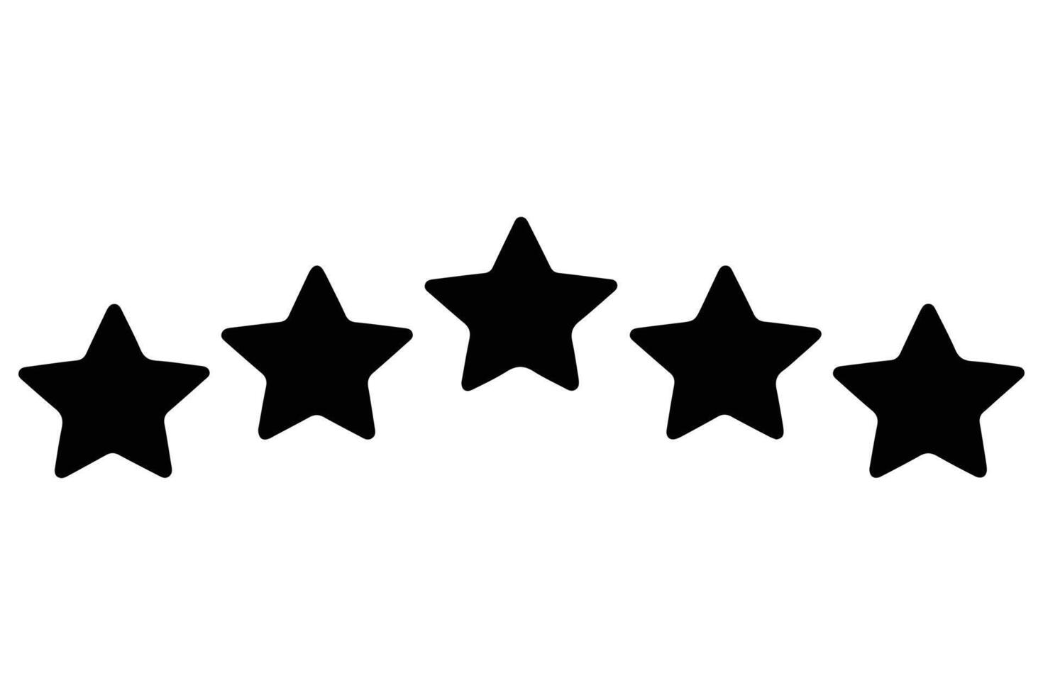 Minimal black silhouette of five stars for rating, evaluation and customer feedback graphics vector