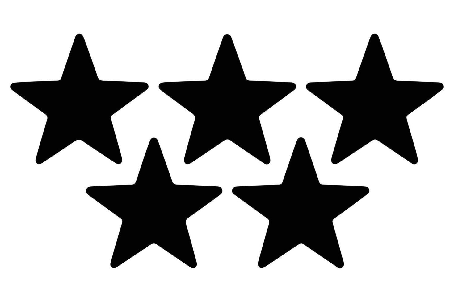Five star silhouette icon for rating, quality, and review concepts in black and white design vector