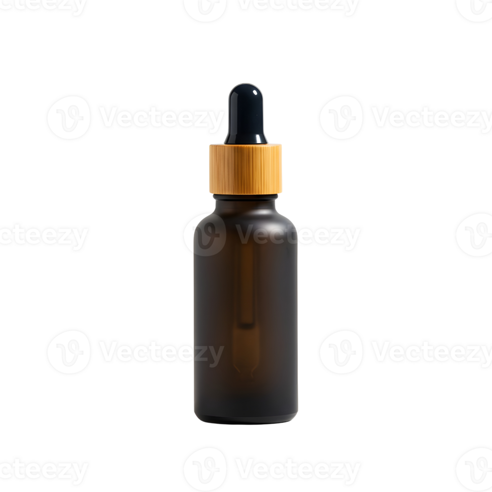 Amber Dropper Bottle with Gold Cap for Essential Oils Isolated png