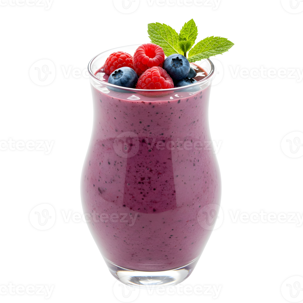 Blueberry Smoothie in Curved Glass with Berries isolated png