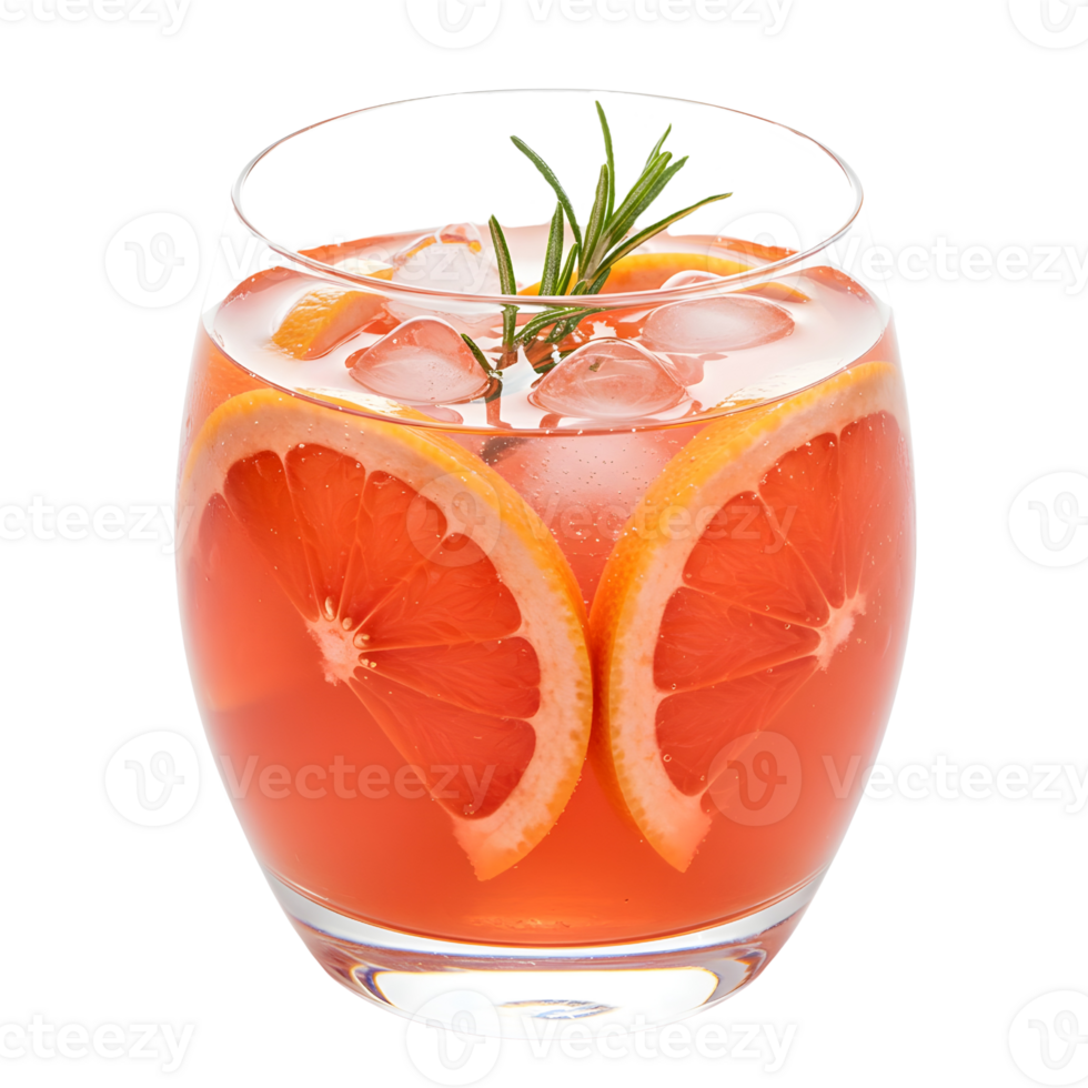 Orange Sparkling Soda Slanted Edge Highball Glass with fizzy orange slices isolated png