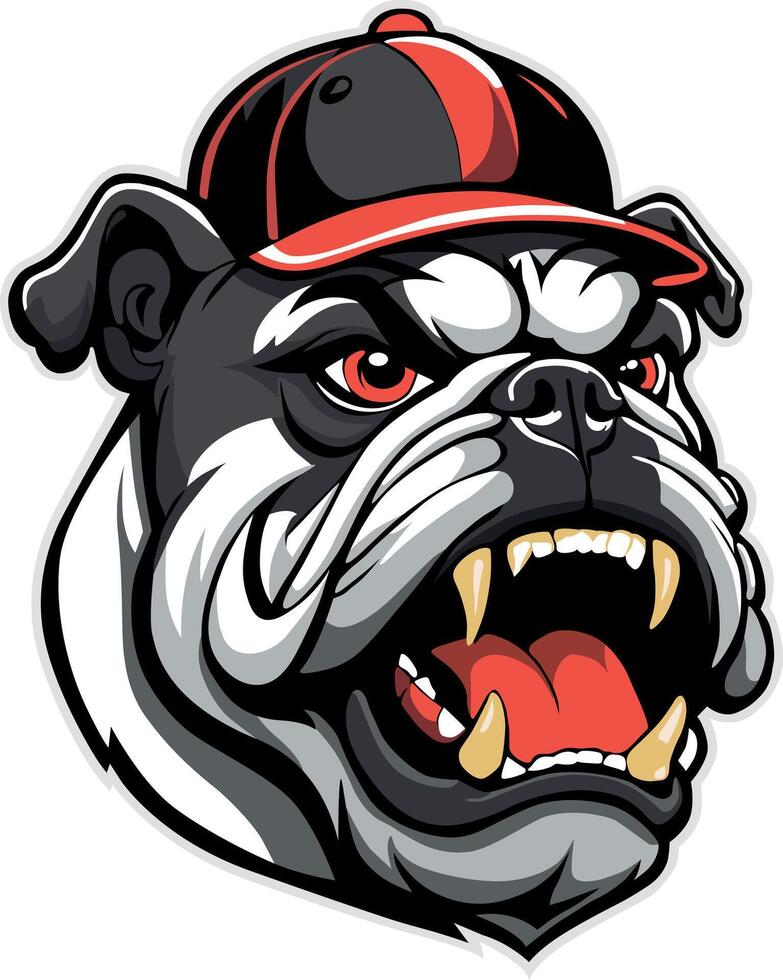 BULLDOG WITH BASEBALL CAP vector