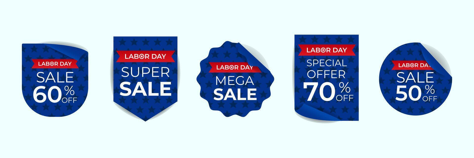 set of sticker templates for shopping, sales, special offers for labor day of the United States of America. vector