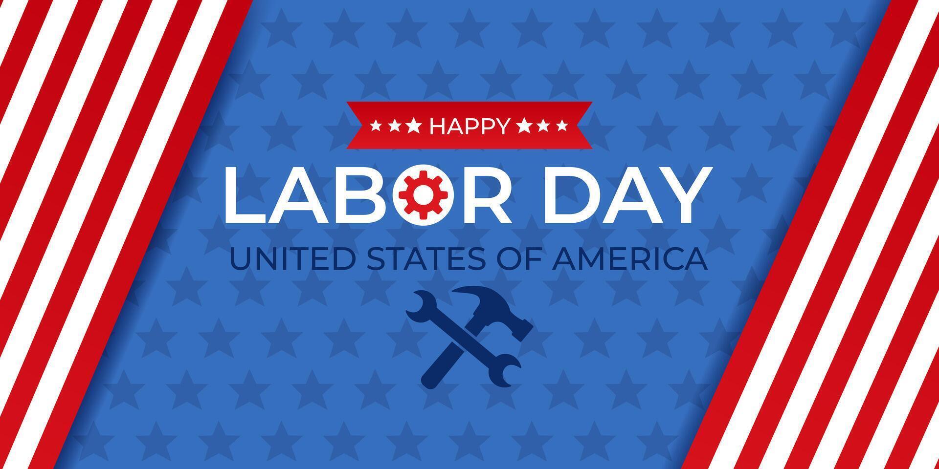 American Labor Day Banner. Happy Labor Day USA Poster. Illustration vector