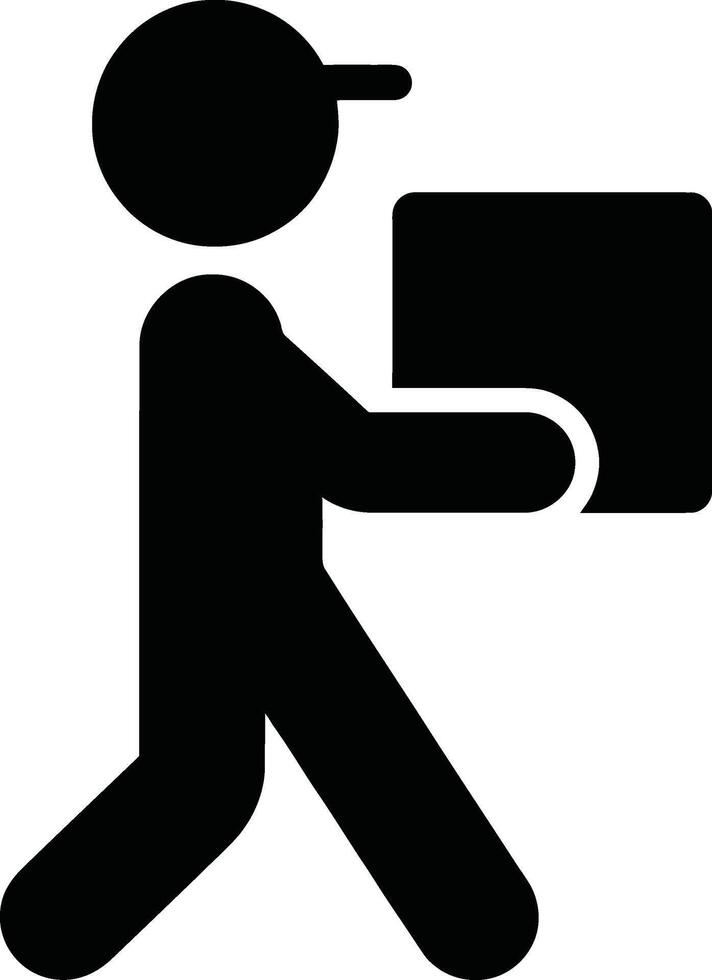 Delivery Man Carrying Parcel Silhouette Icon vector