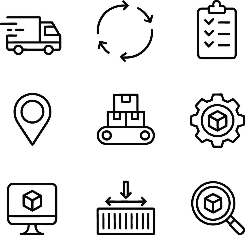 Modern Thin Line Supply Chain and Logistics Icons vector