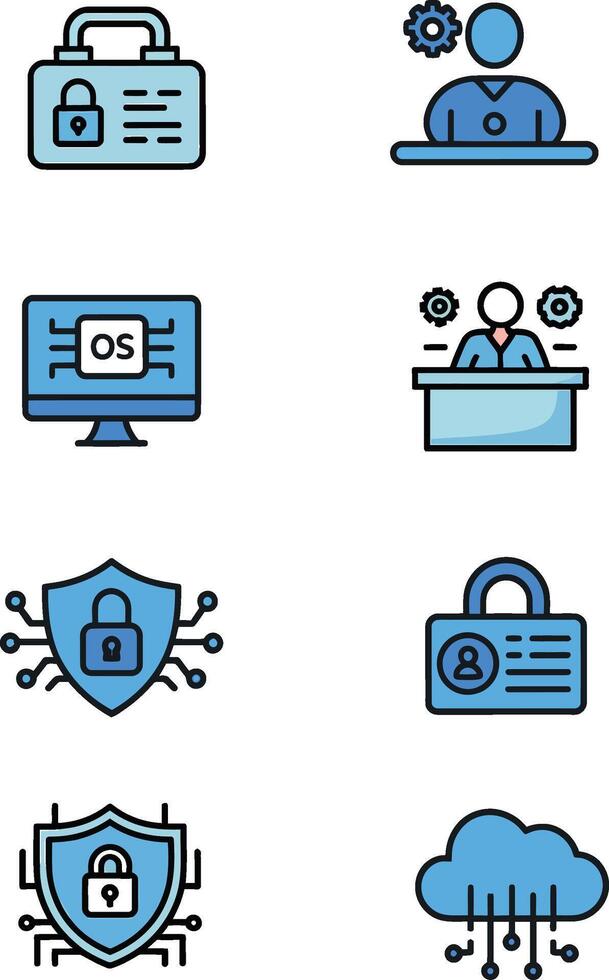 Cybersecurity and Data Privacy Icon Collection vector