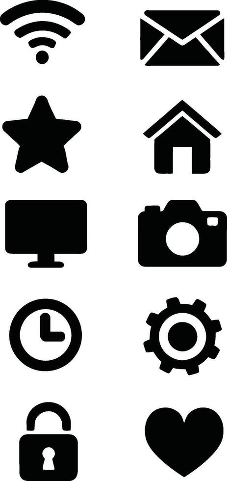 Essential Solid Icon Set for Web and Mobile UI vector