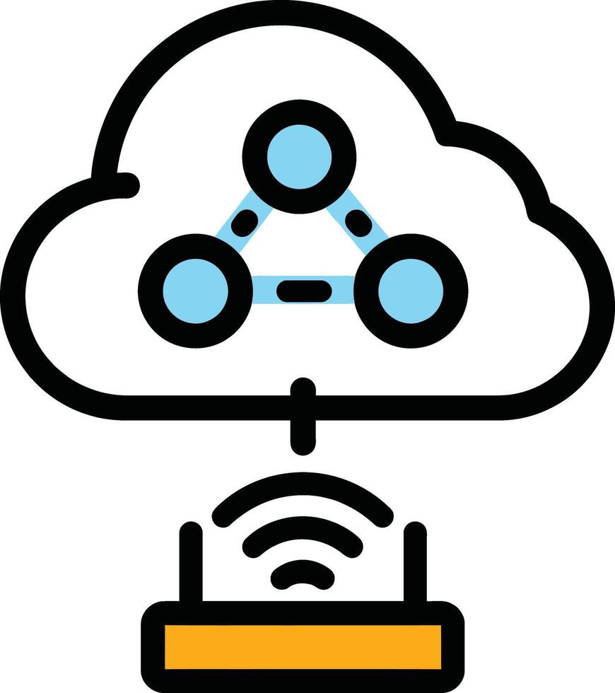 Cloud Computing Network Connected to a Wireless Router vector