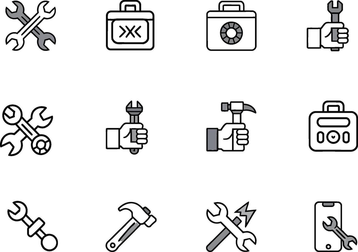 Hand Tools and Mobile Device Repair Icon Set vector