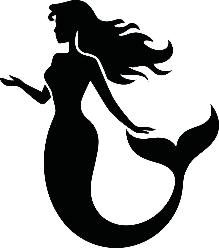 Elegant Mermaid Silhouette Icon vector